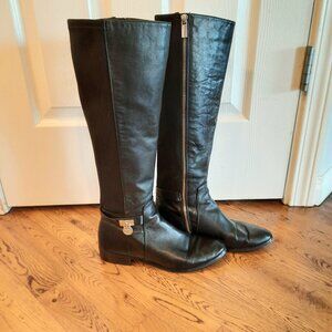 Michael Kors Hamilton Tall Leather Boots in Black, Size 8M